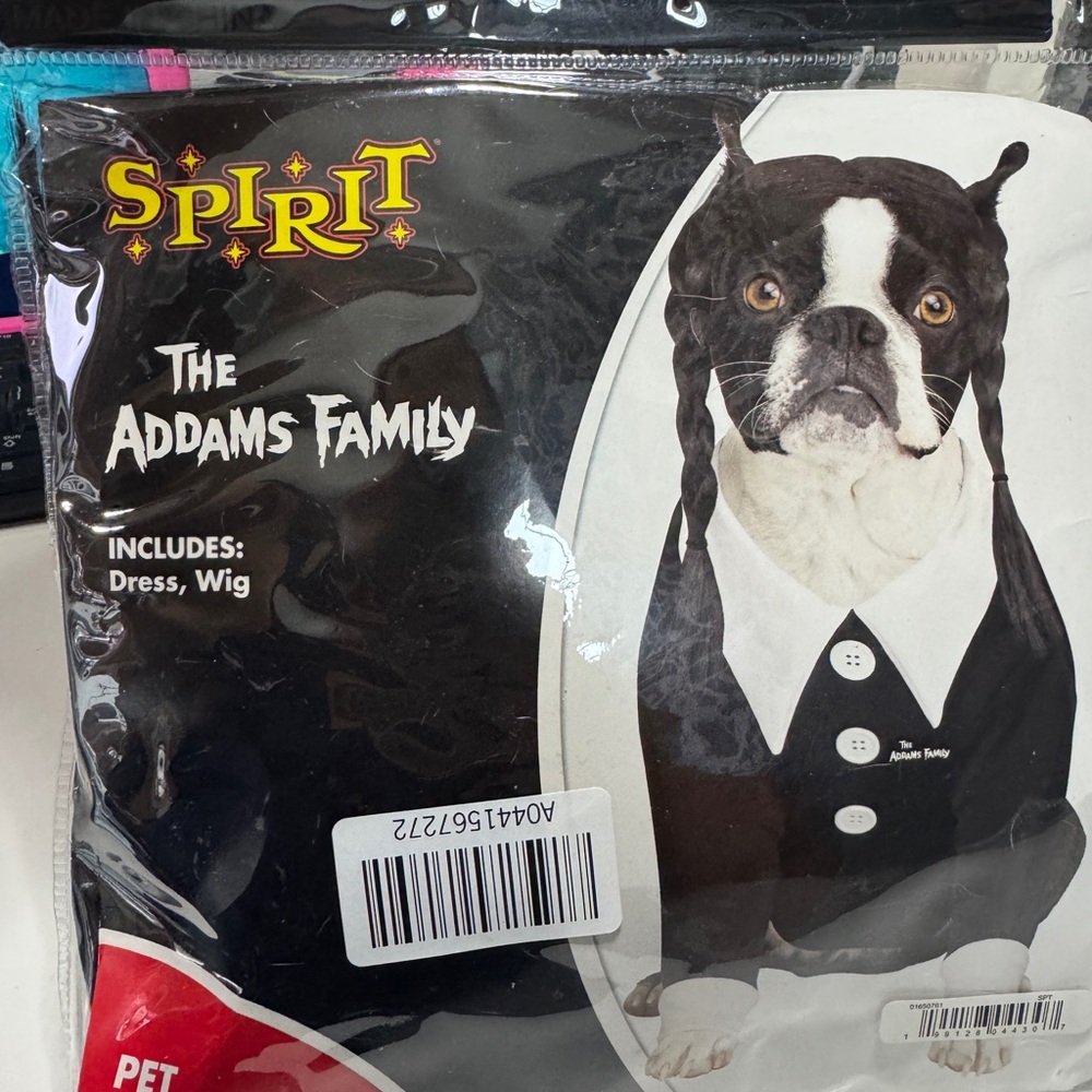 Spirit Adam’s Wednesday  Family Pet Costume - Black and White large